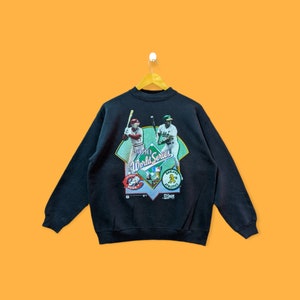 Vintage 1990 Cincinnati reds Oakland athletics sweatshirt world series crewneck sweater pullover streetwear sports style black size large