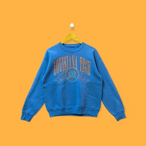 Vintage 90s Luisiana tecnología universidad sudaderas Luisiana tecnología universidad cuello redondo suéter streetwear universidad azul tamaño grande
