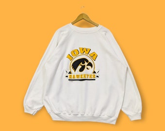 Vintage Iowa Hawkeyes sweatshirt Iowa Hawkeyes crewneck Iowa Hawkeyes sweater pullover streetwear style university white colour size 4XL