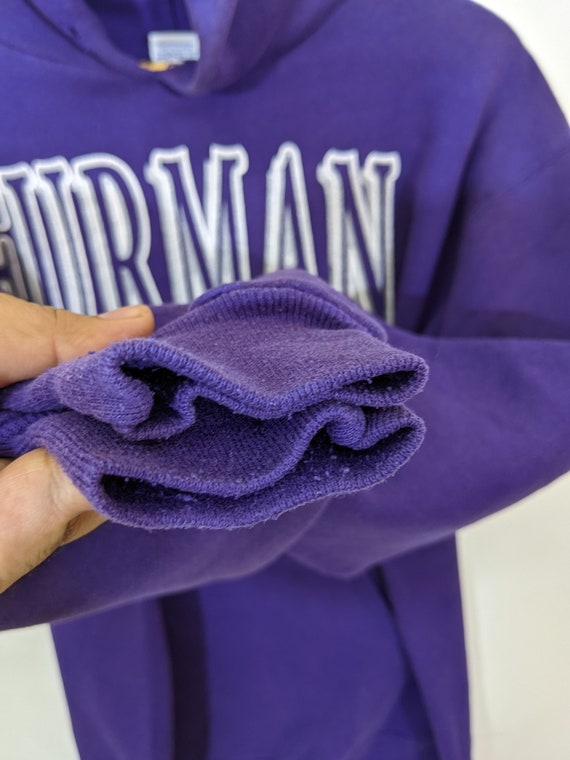 Vintage 90s Furman University Hoodie Furman University Sweater Pullover Furman Sweatshirt Crewneck College Style Purple Colour Size Large Etsy Australia