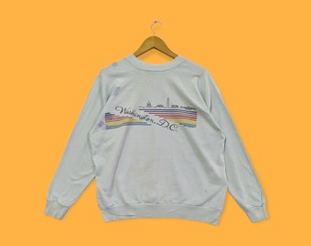 Vintage Washington DC sweatshirt Washington DC crewneck Washington DC sweater pullover streetwear style light blue colour size x-large