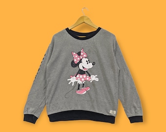 Minnie Maus Sweatshirt Minnie Maus Rundhalsausschnitt Minnie Maus Pullover Pullover Streetwear Stil Disneyland Farbe grau Größe L