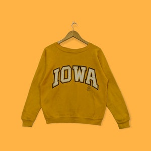 Vintage Iowa university sweatshirts Iowa university crewneck Iowa university sweater pullover spell out streetwear yellow colour medium