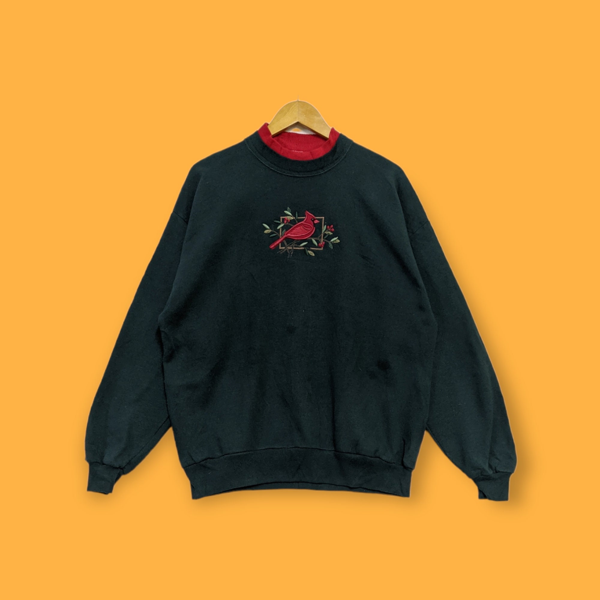 Sweat-shirt Vintage 90's - Grand-mère Oiseau - Soleil Matin - Bleu Marine - Taille M