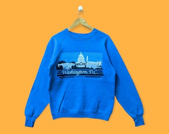 Vintage 1989 Washington DC sweatshirt Washington DC crewneck Washington DC sweater pullover streetwear sports style blue colour size large