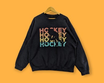 Hockey sweatshirt hockey crewneck hockey sweater pullover streetwear style sports black colour size large