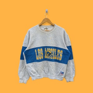 ヴィンテージ 90 年代 ロサンゼルス ラムズ スウェットシャツ ロサンゼルス ラムズ クルーネック ロサンゼルス ラムズ セーター プルオーバー ストリートウェア スタイル ブルー グレー サイズ L
