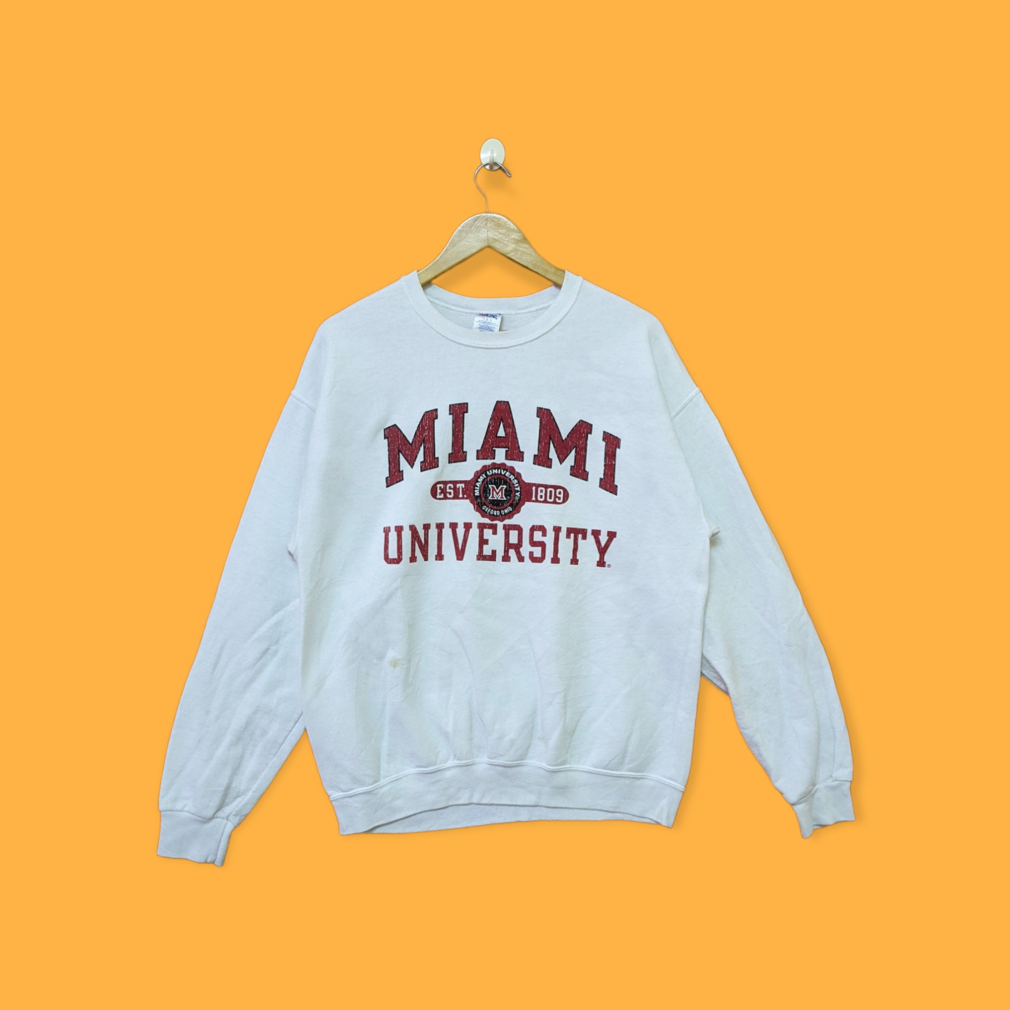 Vintage Miami University Sweatshirts Miami University Crewneck Miami University Sweater Pullover Streetwear Campus Style White Size Large Etsy