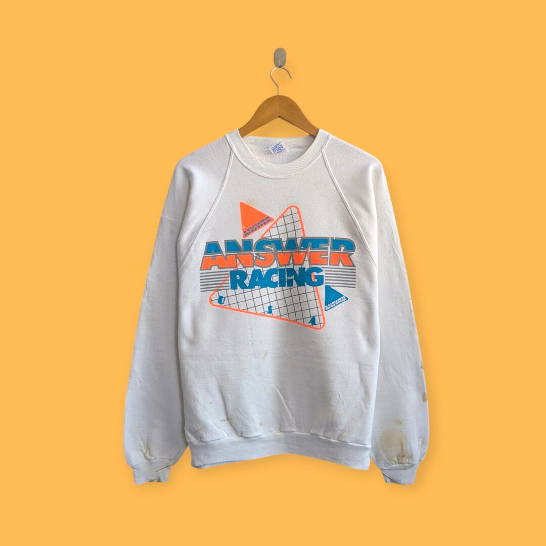 Vintage 90s Distressed Answer Racing Sweatshirt Answer Racing Crewneck ...