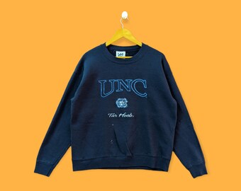 Felpa vintage Carolina Tar Heels, maglione girocollo Carolina Tar Heels, stile streetwear sportivo, regalo, colore blu, taglia large