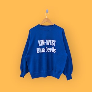 vintage 90s duke blue devils sweatshirt duke university college crewneck blue devils sweater pullover nice blue colour size x-large