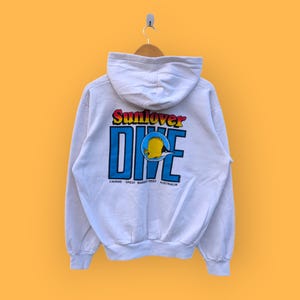 vintage 90s sunlover dive hoodie sunlover cruise sweater pullover Australia big image surf surfing fish nice white colour size x-large