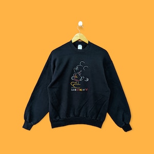 Vintage Mickey mouse sweatshirt mickey mouse crewneck mickey mouse sweater pullover streetwear style embroidered cartoon black size large