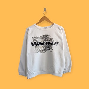 vintage 90s Kansai Yamamoto Japan japanese brand sweatshirt Kansai Yamamoto crewneck sweater pullover streetwear white colour size medium