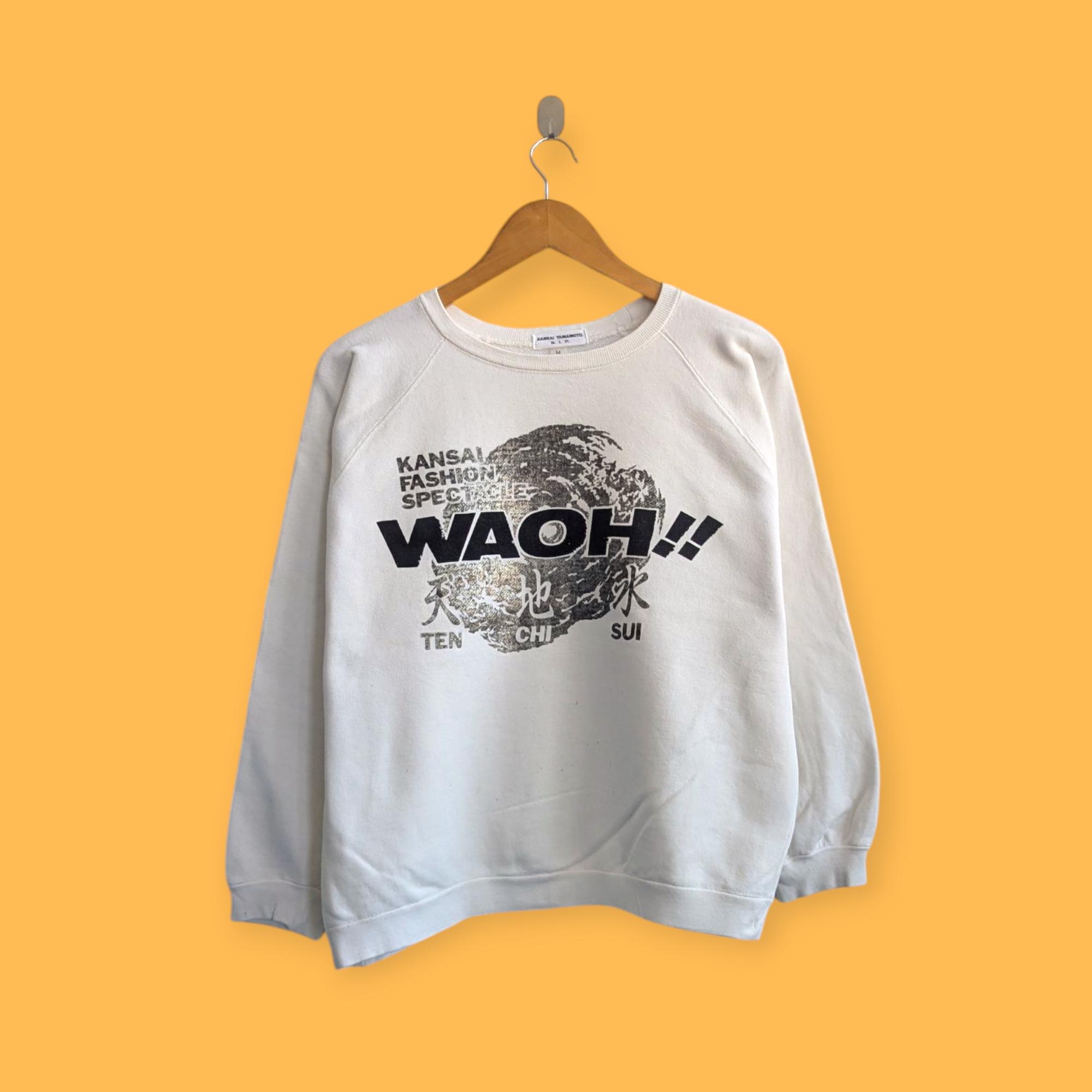 Kansai Yamamoto, vintage 90s Kansai Yamamoto Japan japanese brand sweatshirt Kansai Yamamoto crewneck sweater pullover streetwear white colour size medium