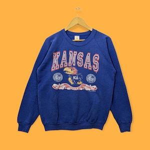 vintage 1991 university Kansas jayhawks sweatshirt Kansas jayhawks crewneck Kansas jayhawks sweater pullover streetwear blue size x-large