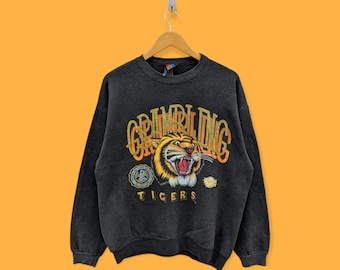 vintage grambling tigers university sweatshirts grambling tigers university crewneck sweater pullover college style black colour size large
