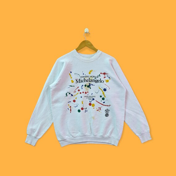 【Micherangelo】1990s ビンテージ　アートプリント　スウェット ヴィンテージ 90 年代 ミケランジェロ アートワーク ドローイング