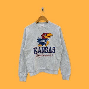 vintage 90s Kansas jayhawks sweatshirt Kansas jayhawks crewneck Kansas jayhawks sweater pullover streetwear style gray colour size medium