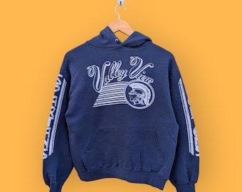 vintage 90s valley view spell out big logo hoodie valley view sweater pullover streetwear sports style nice blue colour size small