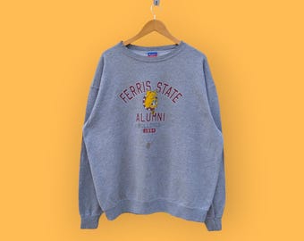 Vintage sliten Ferris State University-tröja Ferris State rundhalsad Ferris State College-tröja grå färg storlek X-large