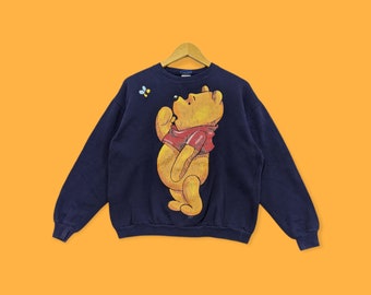 Vintage Winnie the Pooh sweatshirts Winnie the Pooh crewneck Winnie the Pooh sweater pullover spell out nice design blue colour size medium
