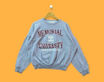 Vintage 1987 memorial university Big logo sweatshirt memorial university crewneck sweater pullover college style grey colour size large