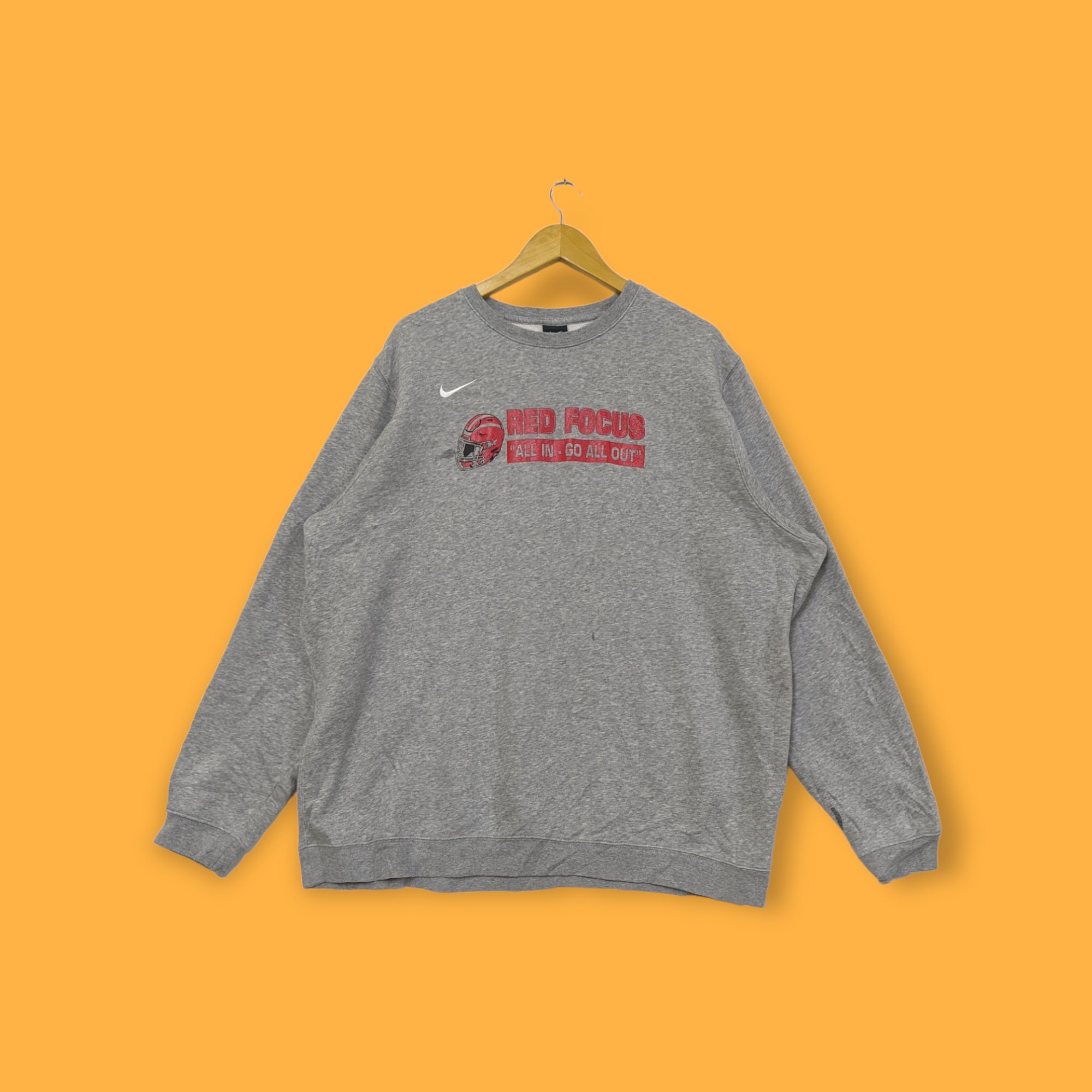 Red focus Nike sweatshirts Red focus crewneck Red focus sweater pullover streetwear style sports fitness brand grey colour size xx-large