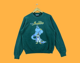 Vintage 90s aladdin Disney sweatshirts Aladdin crewneck Aladdin sweater pullover nice mirror cartoon green movie film colour size medium