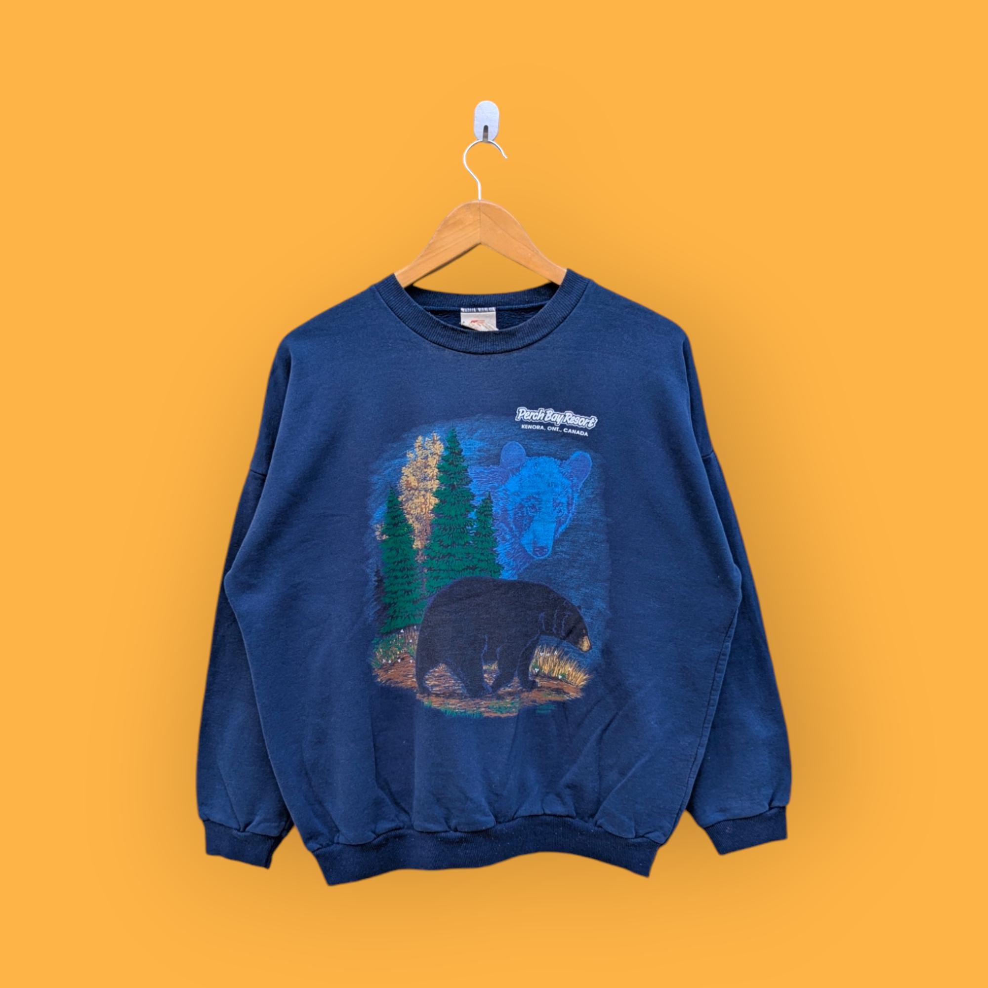 Vintage 90s Perch Bay Black Bear Sweatshirt Kenora Canada Crewneck