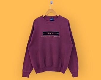 vintage 90s Lebanon valley college sweatshirt embroidered logo crewneck valley university sweater pullover Nice maroon colour size x-large
