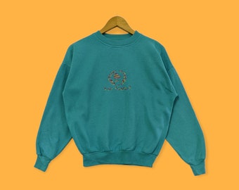 Vintage new Zealand sweatshirt new Zealand crewneck New Zealand sweater pullover streetwear style sports embroidered logo green size small