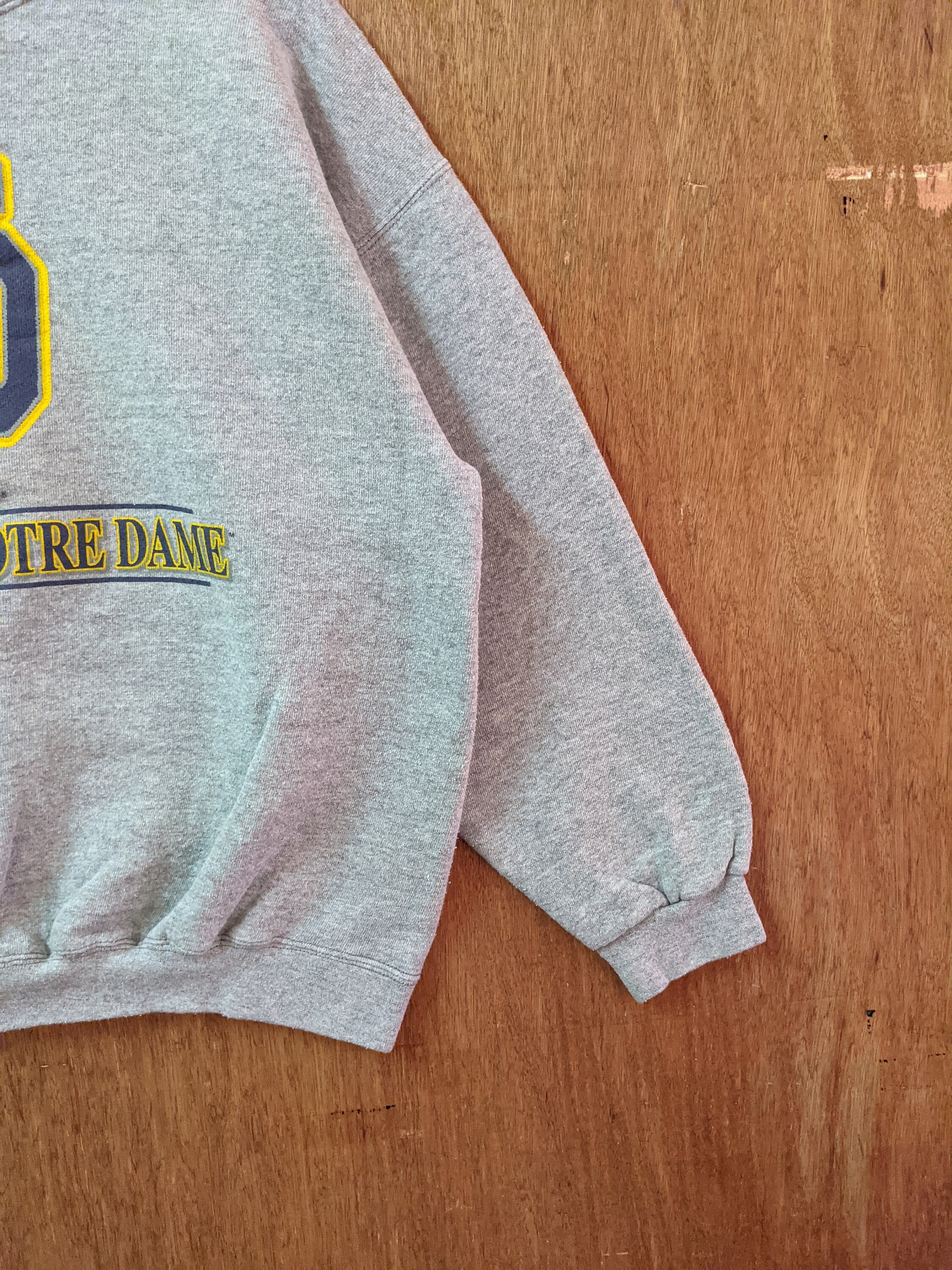 Sweat Vintage Notre Dame Fighting Irish – Femme, Taille XL, Gris, Années 90