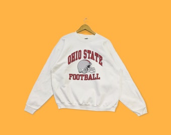 Vintage 90s ohio state football sweatshirt Ohio state crewneck Ohio state sweater pullover streetwear style sports white colour x-large