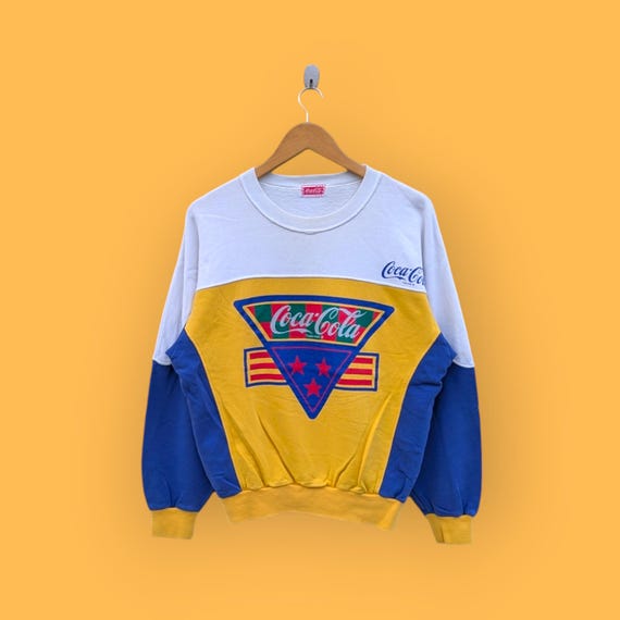 Vintage 90s Coca Cola Colourblock Sweatshirt Coca Cola Crewneck