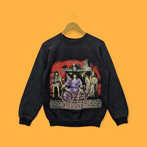 vintage 1988 Ozzy Osbourne world tour sudadera Ozzy Osbourne cuello redondo Ozzy Osbourne suéter pullover metal rock estilo negro tamaño mediano