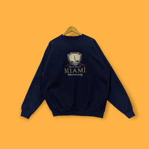 Vintage Miami university sweatshirts Miami university crewneck Miami university sweater pullover embroidered rare blue colour size x-large