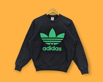 Vintage 90er Jahre Adidas Sweatshirts Adidas Crewneck Hoodie Pullover großes Logo Sport Streetwear Hip Hop Rap schwarz Farbe Size Medium