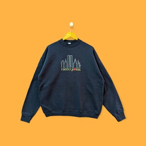 Vintage 90s New York embroidered logo sweatshirt New York crewneck New York sweater pullover streetwear style blue colour size x-large