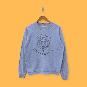 Vintage distressed oxford university sweatshirts oxford university crewneck oxford university sweater pullover college gray colour medium