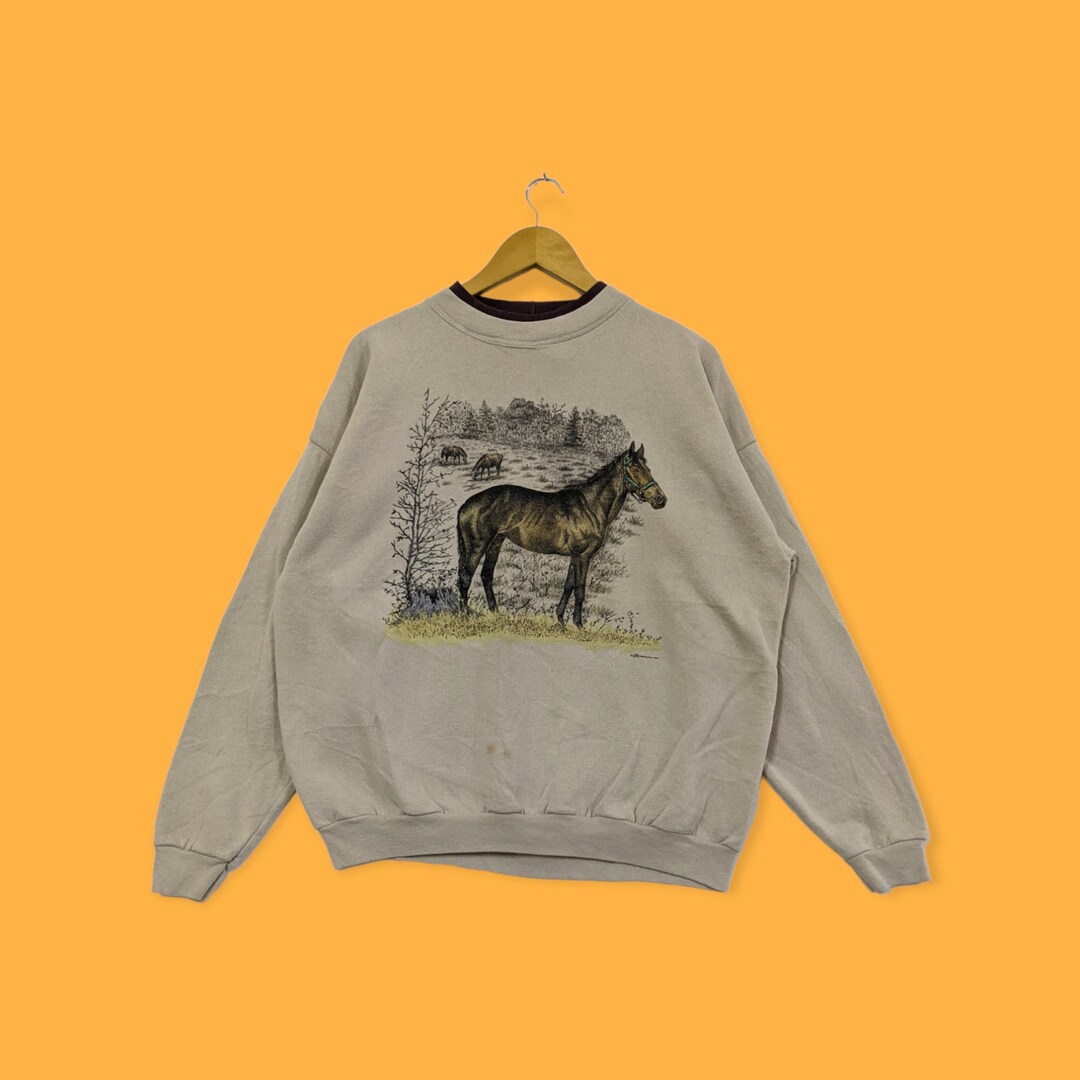 Retro Aztec and Galloping Horses Casual Cotton Sweatshirt