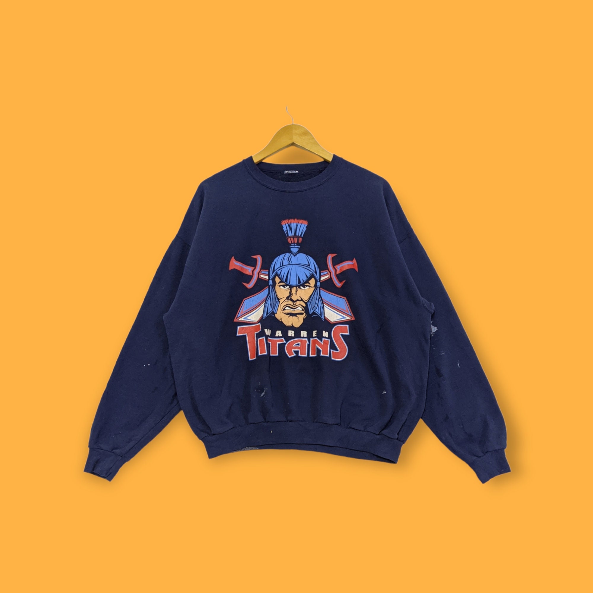 Vintage warren titans sweatshirt warren titans crewneck warren titans sweater pullover sports streetwear style blue colour size large