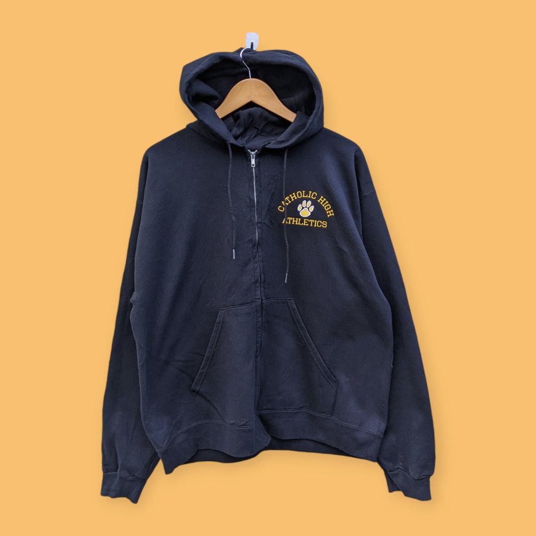 Felpa con cappuccio vintage catholic high athletics allenatore