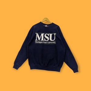 Vintage Michigan state university sweatshirts Michigan state university crewneck sweater pullover streetwear style blue colour size x-large