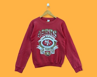 80s San Francisco 49ers Sweater Cliff Engle Pro Line, Red Gold Sz