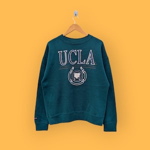 Sweat-shirt vintage des années 90 de l&#39;université de Californie, université de Californie, pull à col rond, style universitaire, belle couleur verte grande