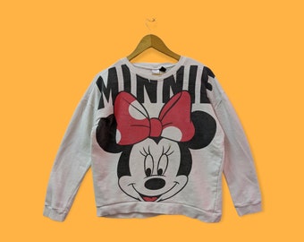 Minnie mouse big image sweatshirt Minnie mouse crewneck Minnie mouse sweater pullover streetwear cartoon style white colour size large