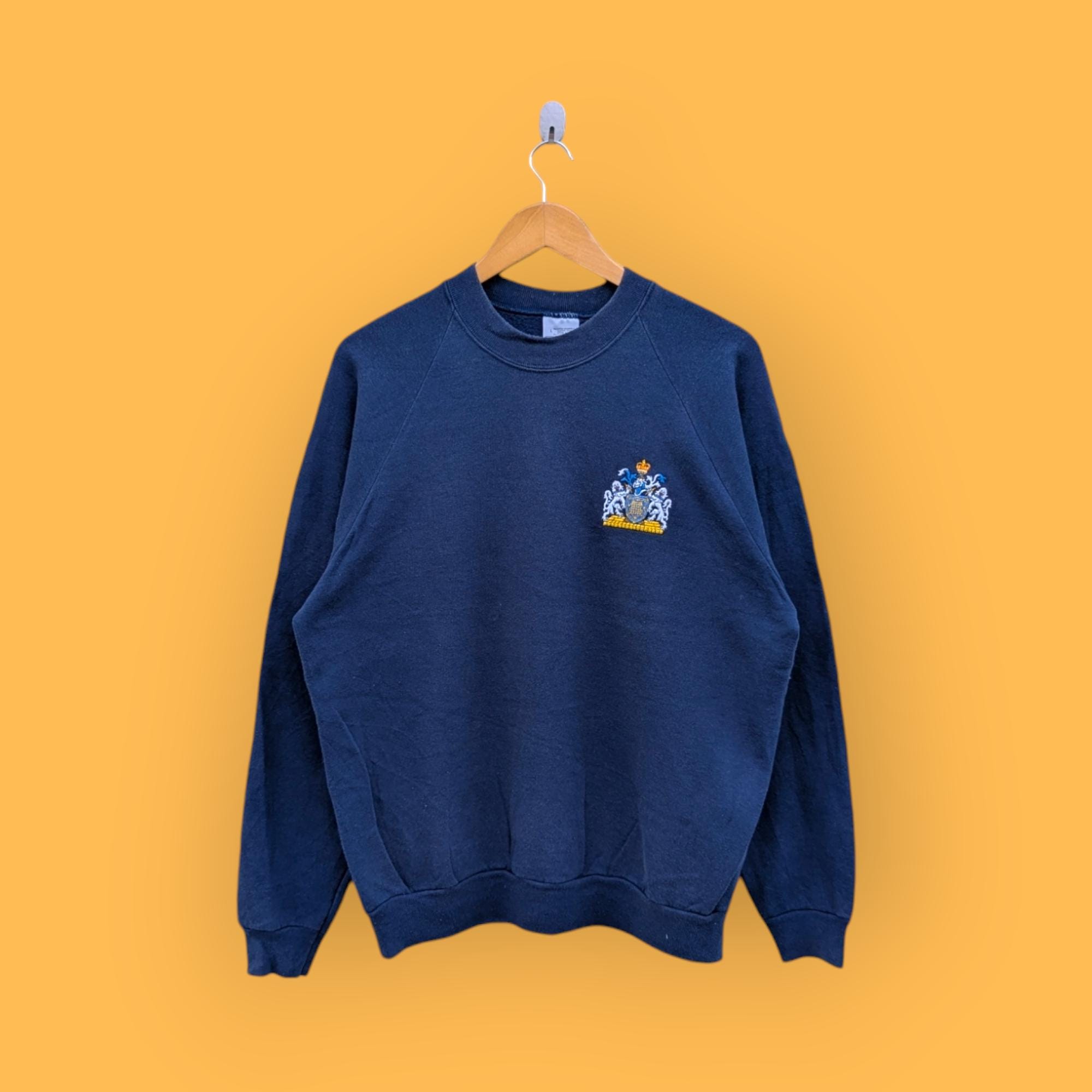 vintage 90s metropolitan police rugby club sweatshirt embroidered logo crewneck sweater pullover streetwear nice blue colour size large