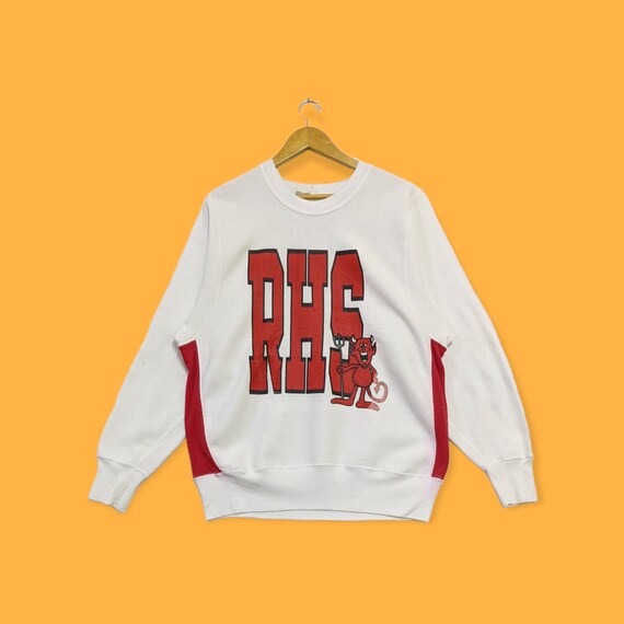 Vintage 90s RHS sweatshirt RHS crewneck RHS sweater pullover streetwear style sports university college spell out white colour size large