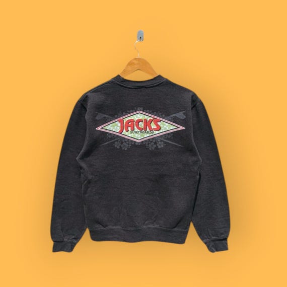 vintage jacks surfboards big logo sweatshirt jack surfboards crewneck jack surfboards sweater pullover nice black colour size medium